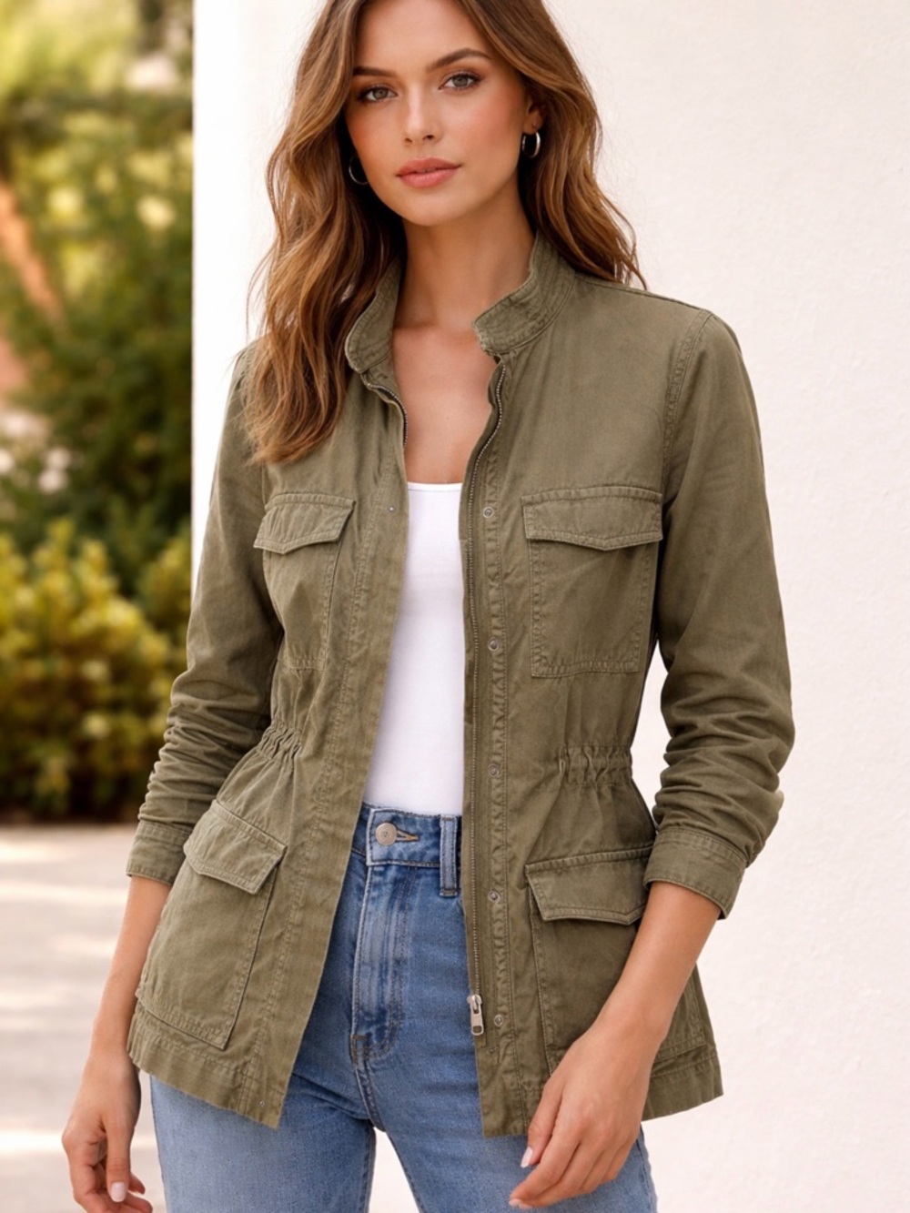 A.L.C. Olive Drawstring Utility Jacket